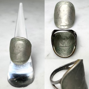 vintage silver × metal coin ring