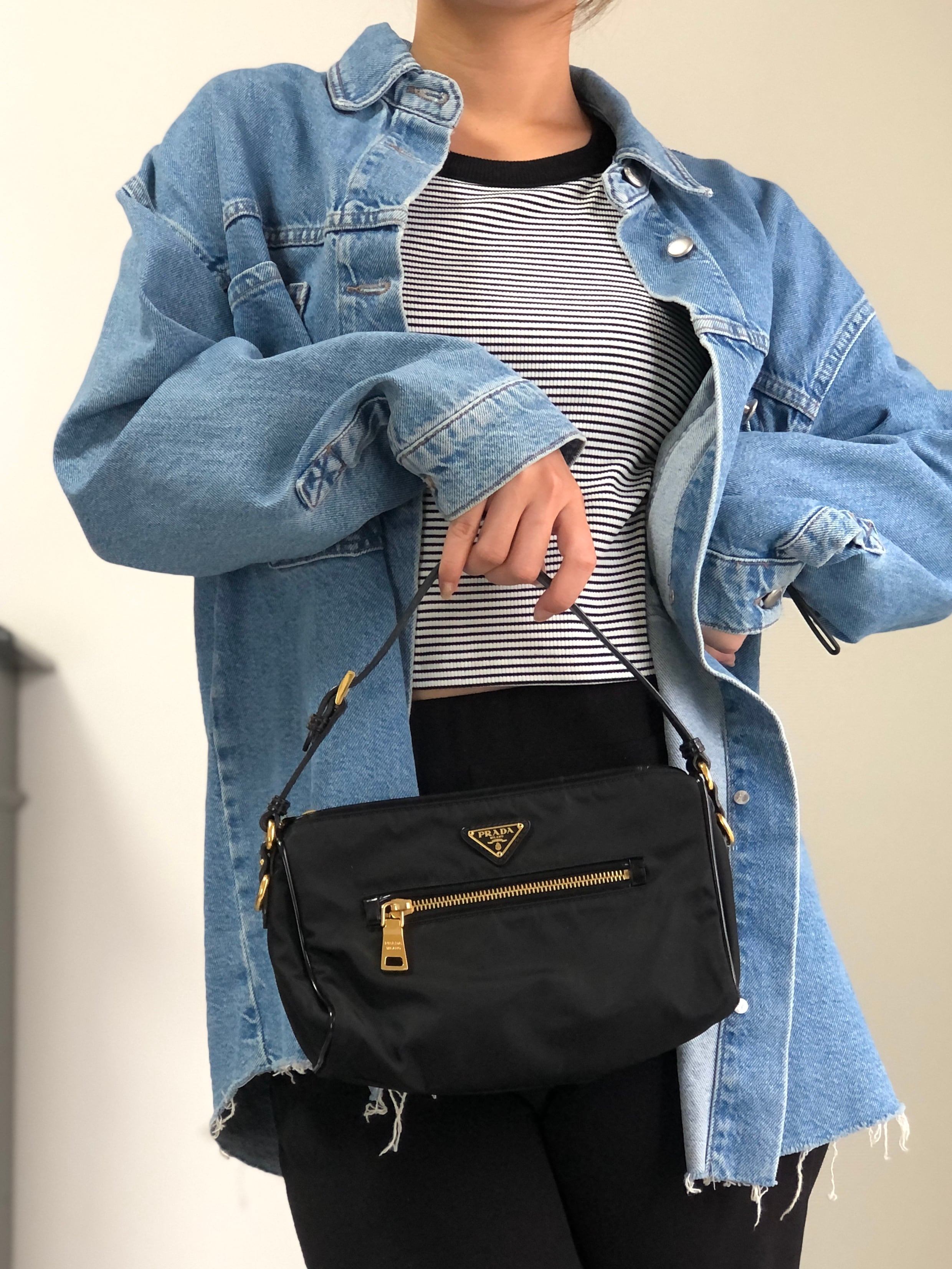 PRADA プラダ ハンドバッグ ブラック トライアングルロゴ ナイロン ミニバッグ vintage ヴィンテージ オールド 6tgg77