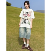VINTAGE ストリート ポスタープリント Tシャツ T1689