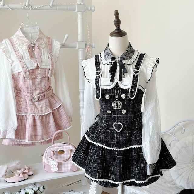 地雷系・量産型チェック柄JSKセットアップ：JSK