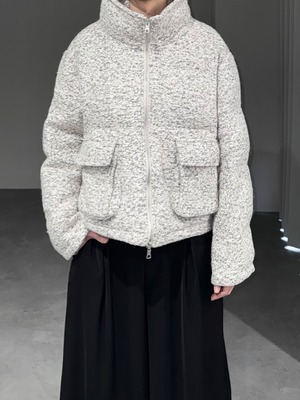 curling wool short down jacket / gray