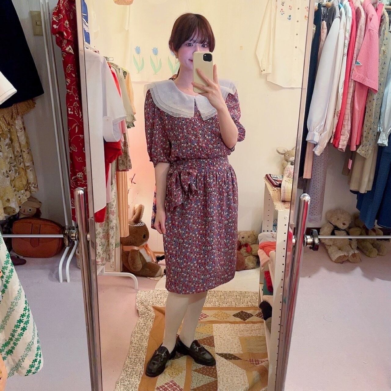 big collar side ribbon one-piece