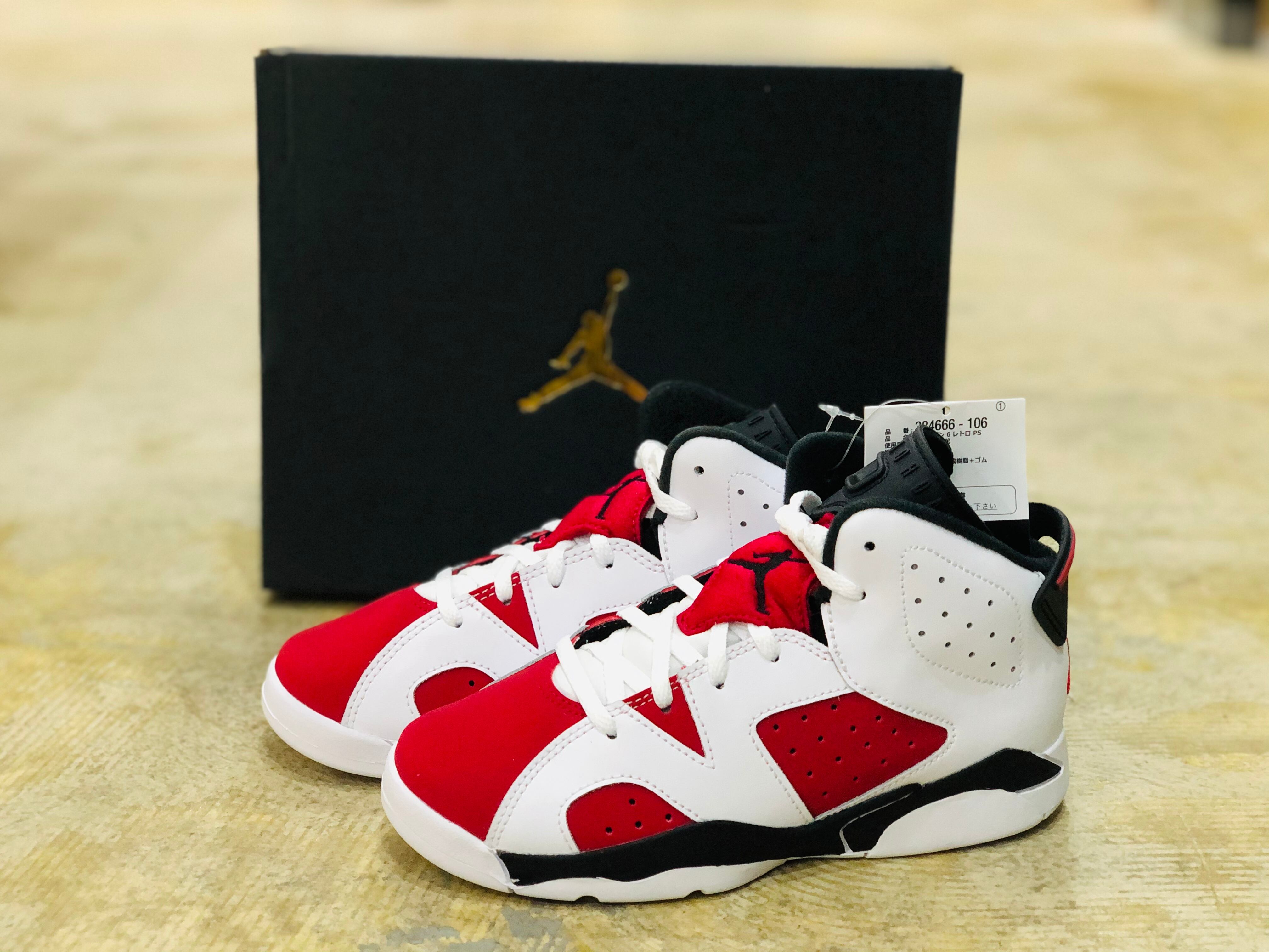 NIKE ナイキ  JORDAN 6 RETRO PS CARMINE ジョーダン レトロ カーマイン　ベビーシューズ　子供靴 384666-106　ホワイト/レッド　11C