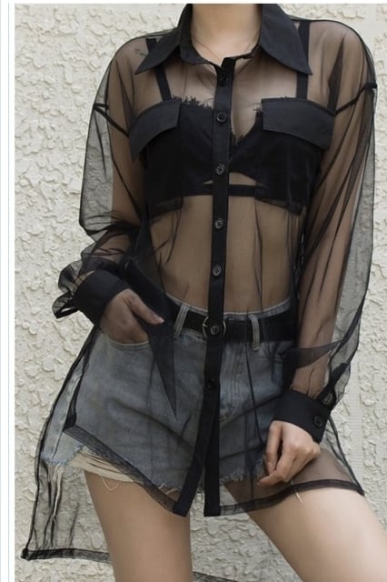 シースルー トップス 長袖 メッシュ シースルー 透け シャツ 3T 衣装