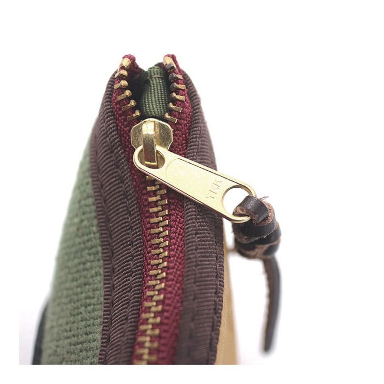 ポケット財布  / Harf & Harf knife-shape pocket wallet /オリーブ ＆ マスタード レザー