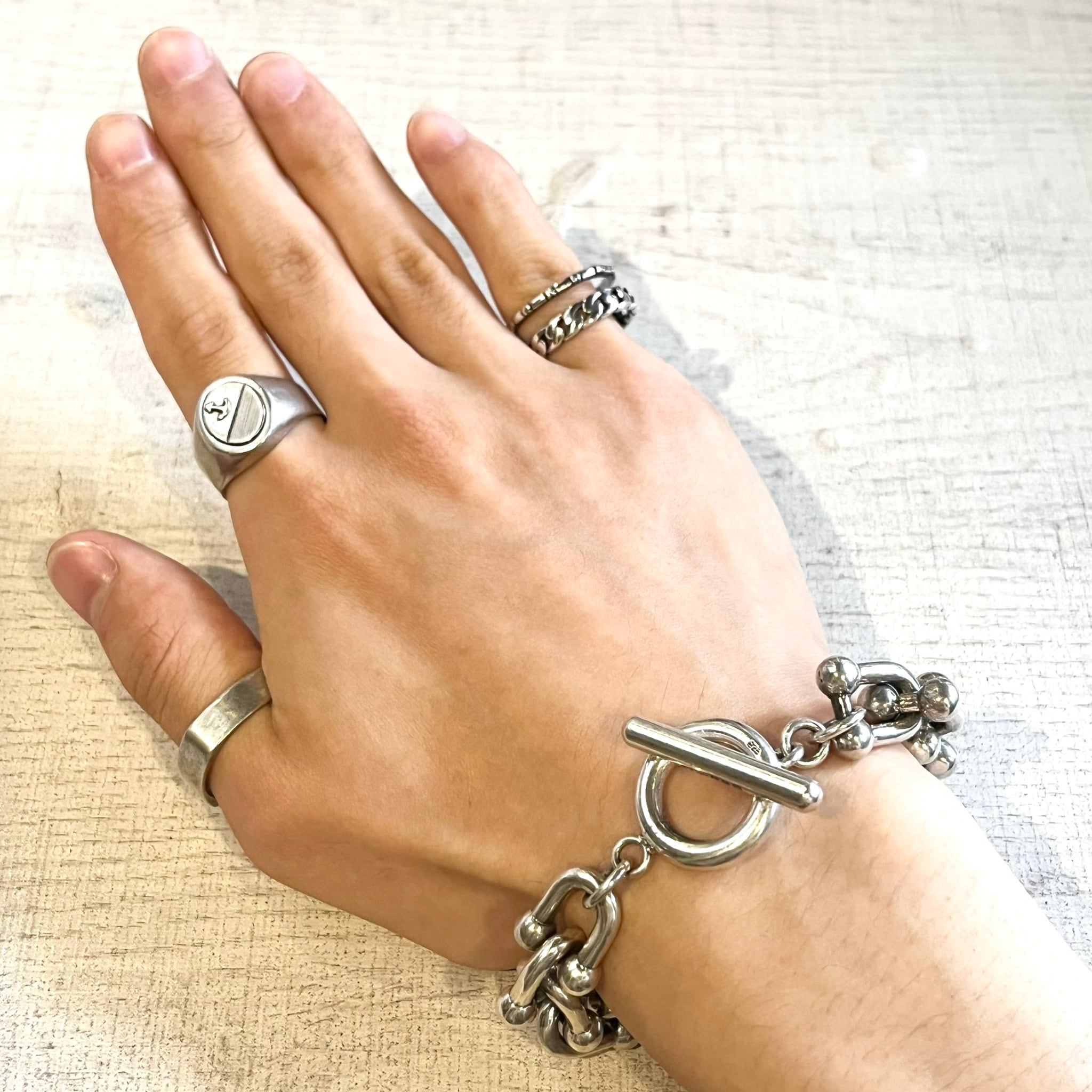 MEXICO MADE BIG HARDWARE CHAIN MANTEL BRACELET -SILVER925