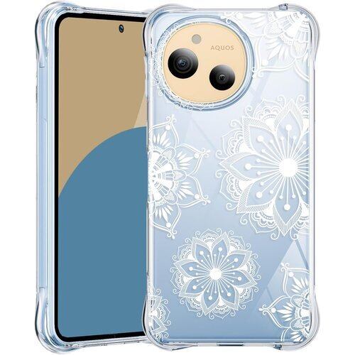 AQUOS sense9 用 ケース 耐衝撃 おしゃれ クリア透明 スリム 薄型 tpu 指紋防止 米軍MIL規格取得 SH-53E | SHG14 用 カバー 衝撃吸収 滑り止め 保護 携帯カバー 黄変防止 防塵 かわいい 携帯カバー 花 D636-sen9-02 84