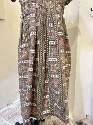 50's moss green×pink  dress