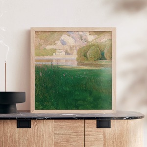 [額縁付き] Abenddämmerung. Steinbruch an der Donau（夕暮れ、ドナウ川の採石場） カール・モル アートポスター 323×323mm 風景画 額装 天然木 ポスターフレーム 木製 絵画 日本製 APFS037