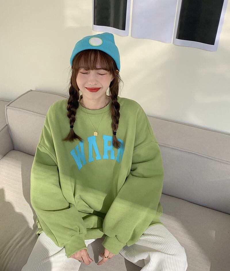 セーター レディースベルベットグレールーズラウンドネックトップス オータムウィンター 秋物 冬物 Oネック ブラックストロベリース6662105562