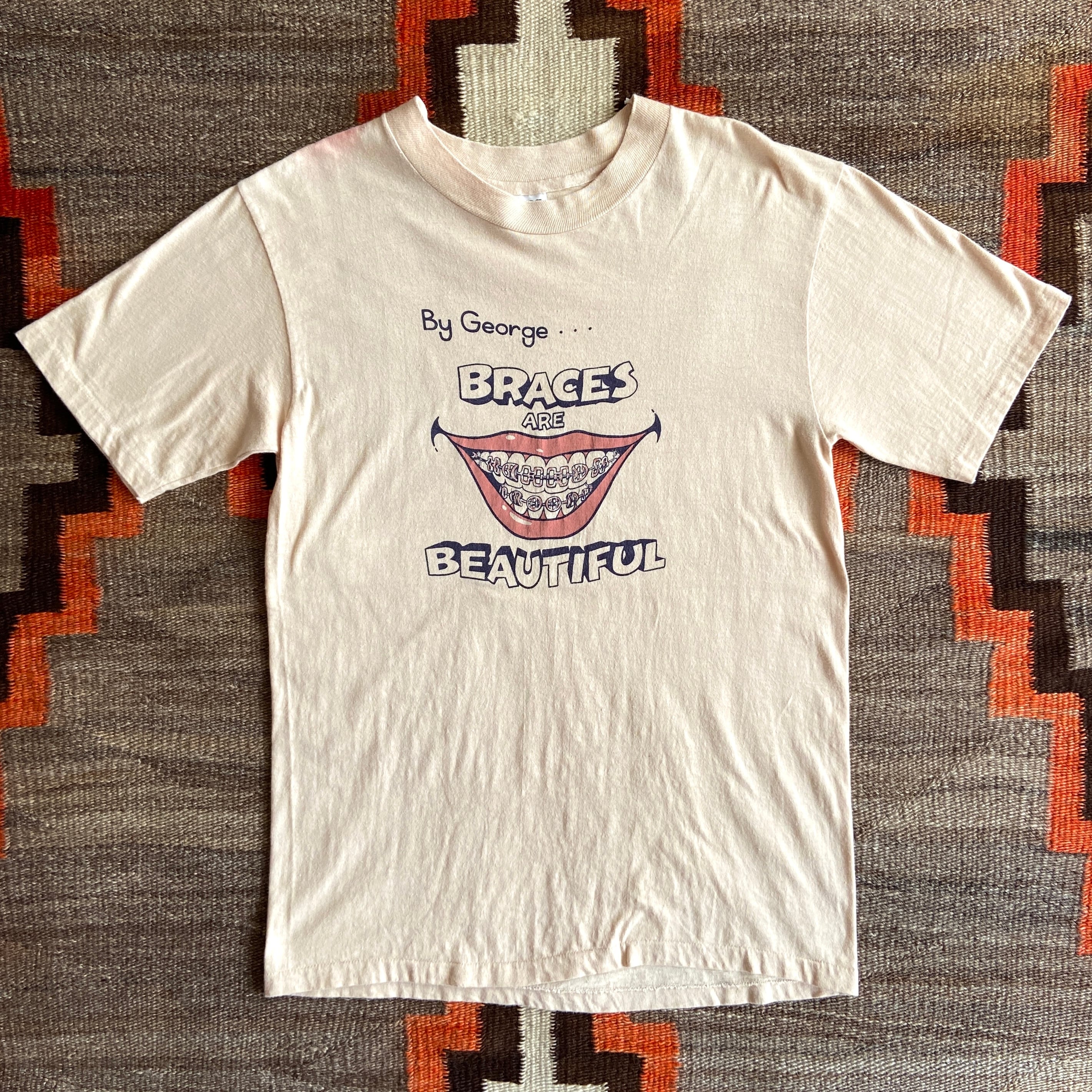1970s Hanes BEEFY‐T Mouth Tee M Made in USA G997