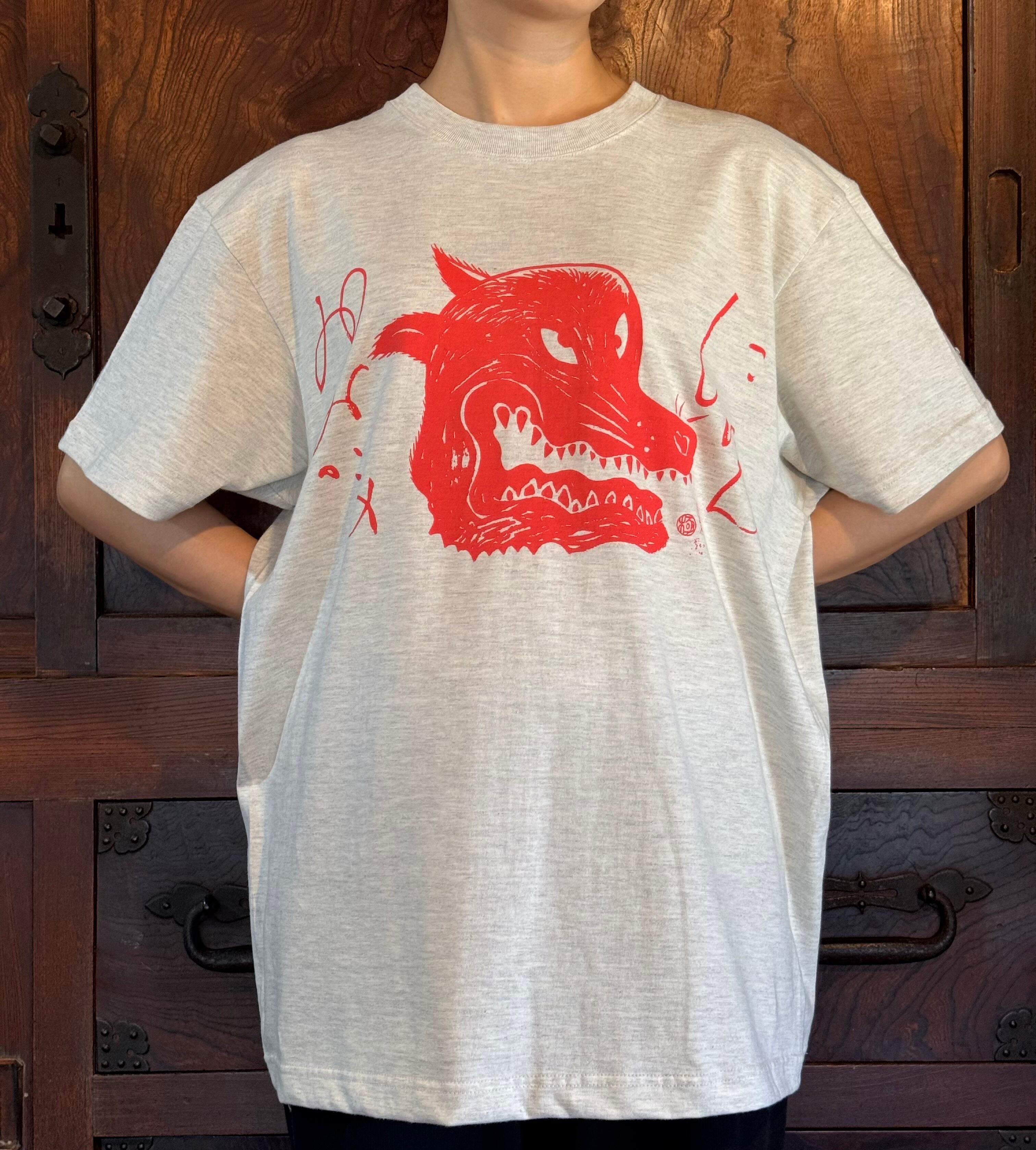 再々入荷】にほんおおかみ【アッシュ】/Tシャツ | がま口村門