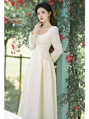 【0165】White Jacquard Fairy Long Sleeve Dress