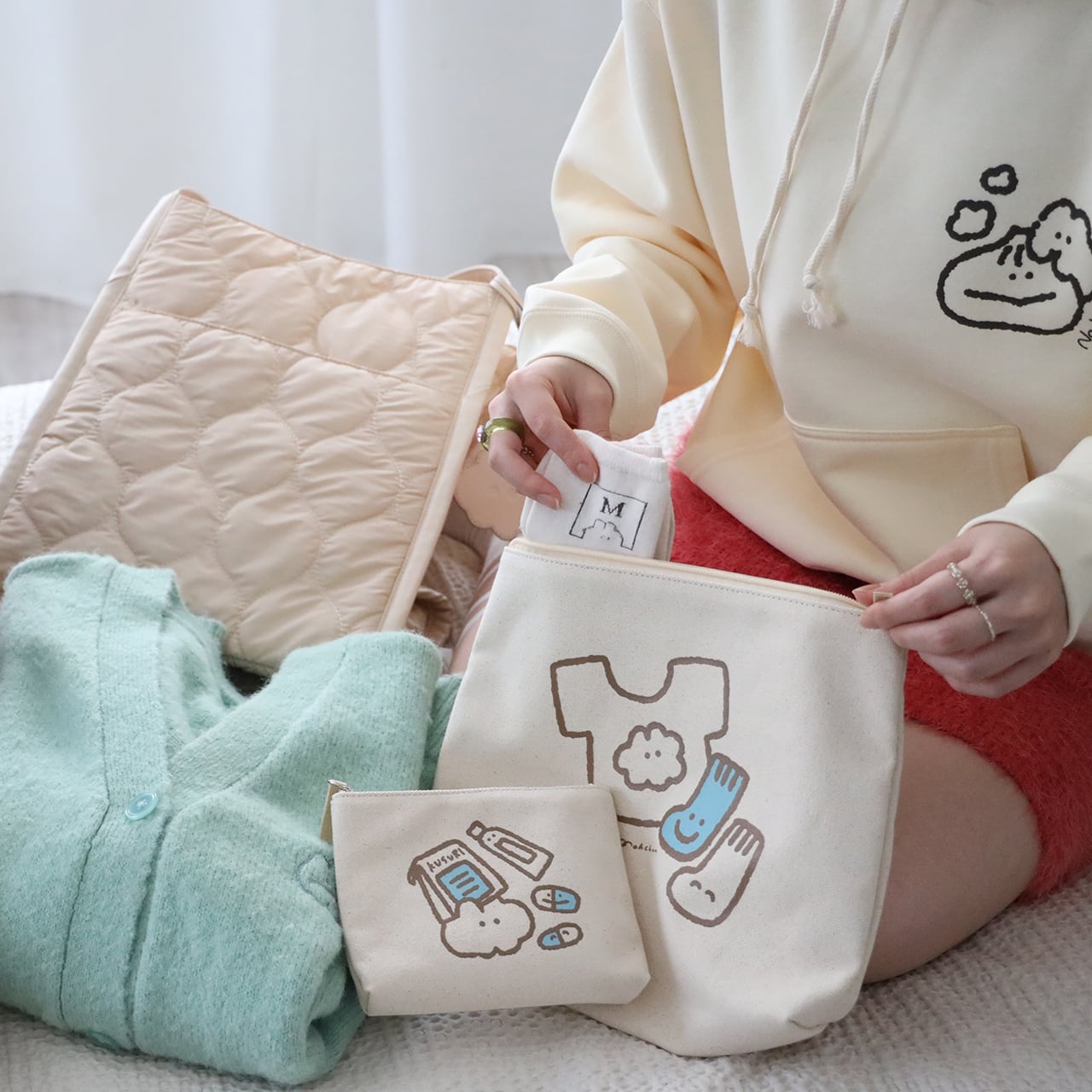 まあこ様お取り置き9点お花付きポーチファミリーサイズ