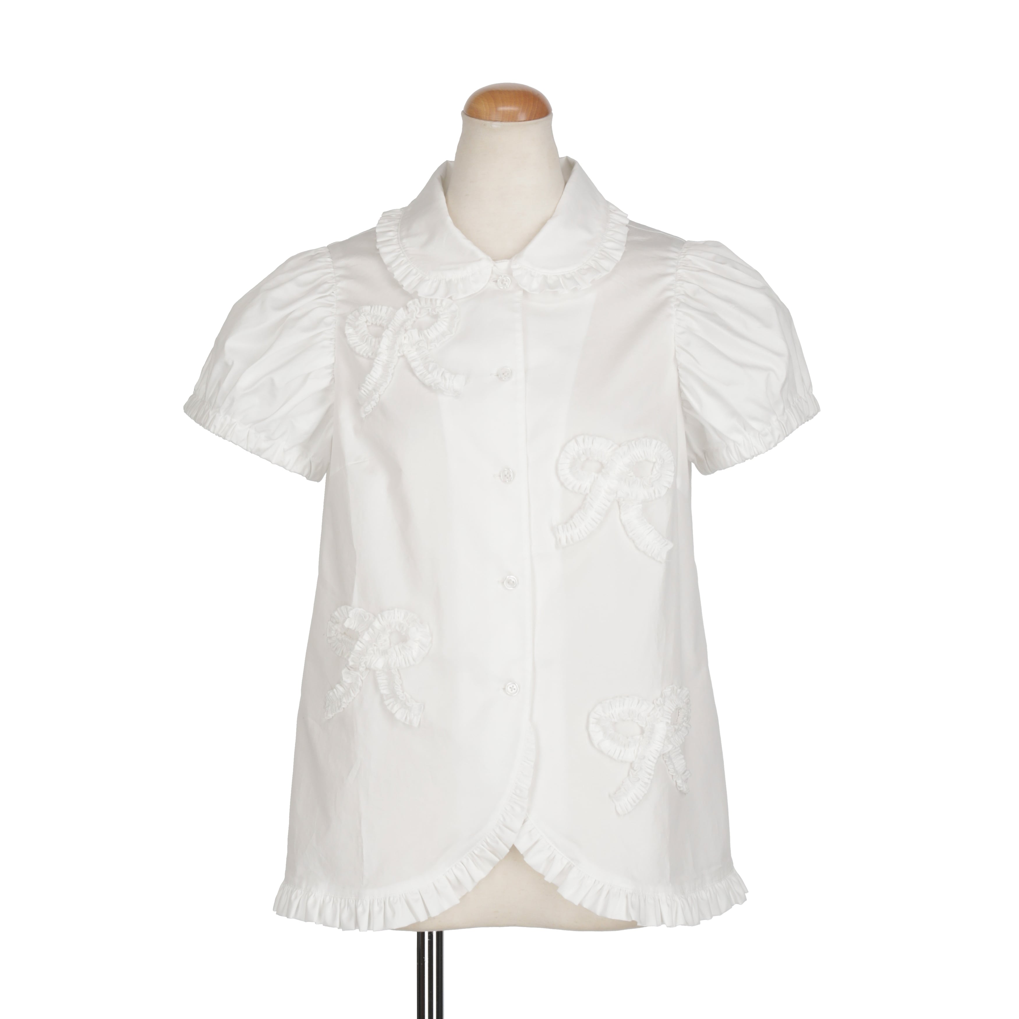 リボンデコレーションブラウス　WHITE