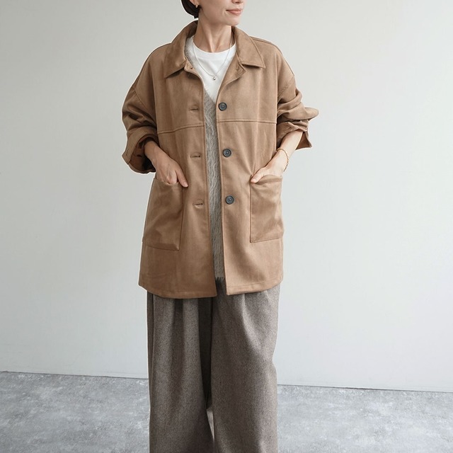 ソフトスエードシャツアウター