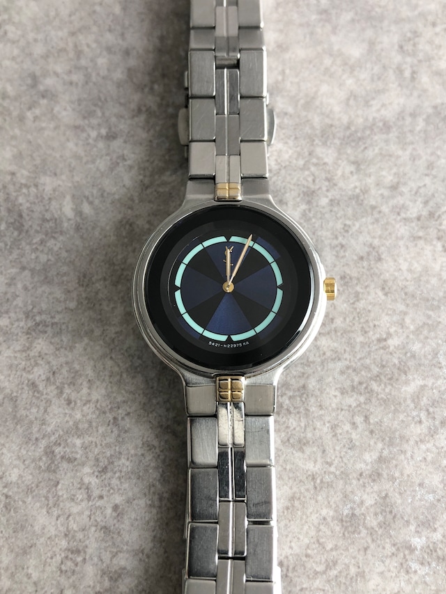 Yves Saint Laurent イヴ・サンローラン 腕時計 シルバー×ブルー YSL コンビカラー ステンレススチール クウォーツ vintage ヴィンテージ オールド g2xkhm