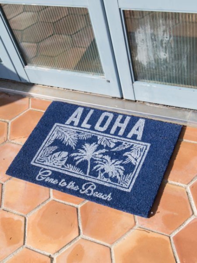 【kahiko/カヒコ】ハワイアンな屋外用玄関マット ブルーアロハ