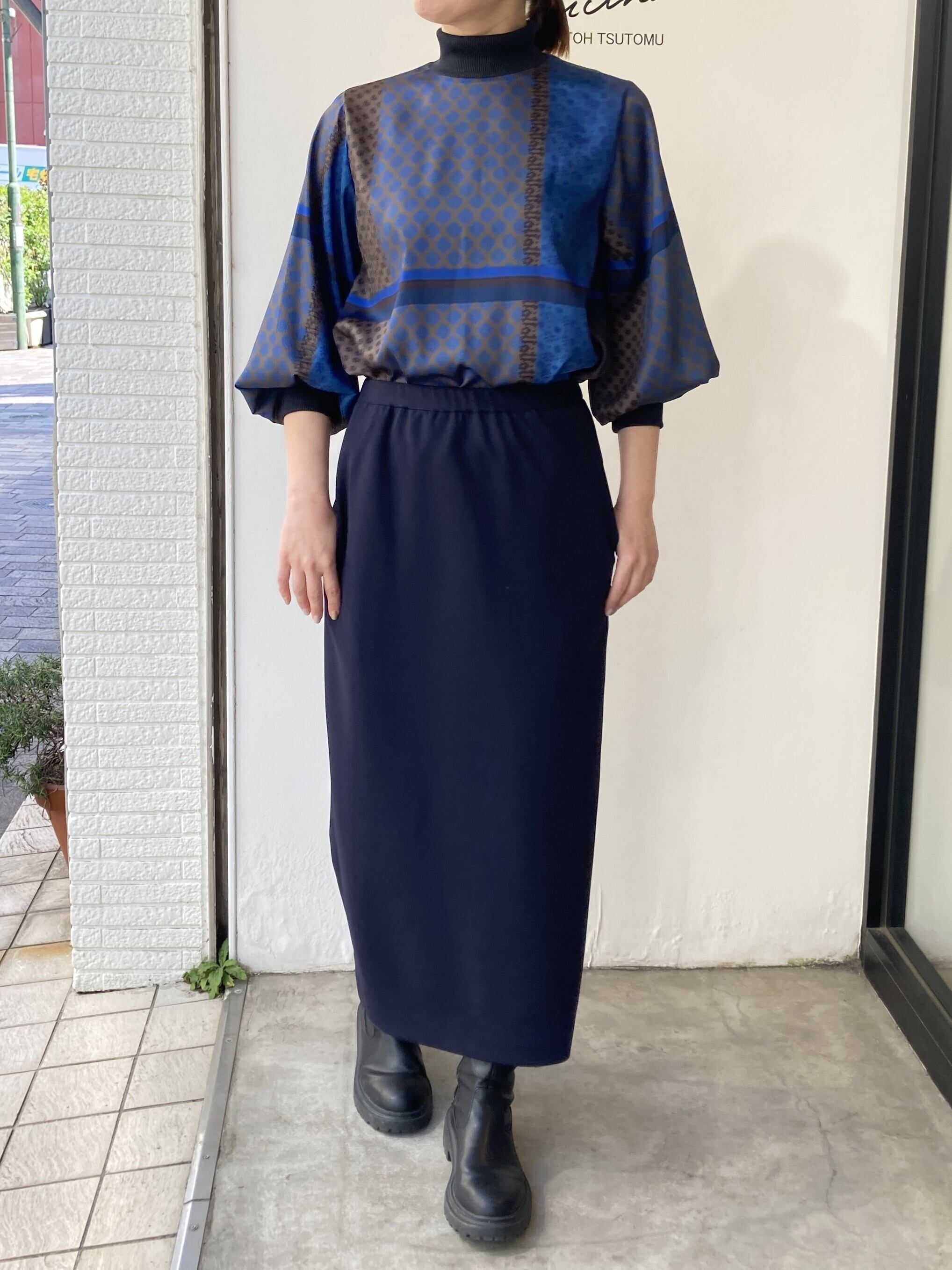 ライトダンボールジョーゼットスカート(ネイビー)
