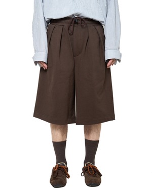 ROTOL "Double Tuck Hakama Sweat Shorts〔BROWN〕"