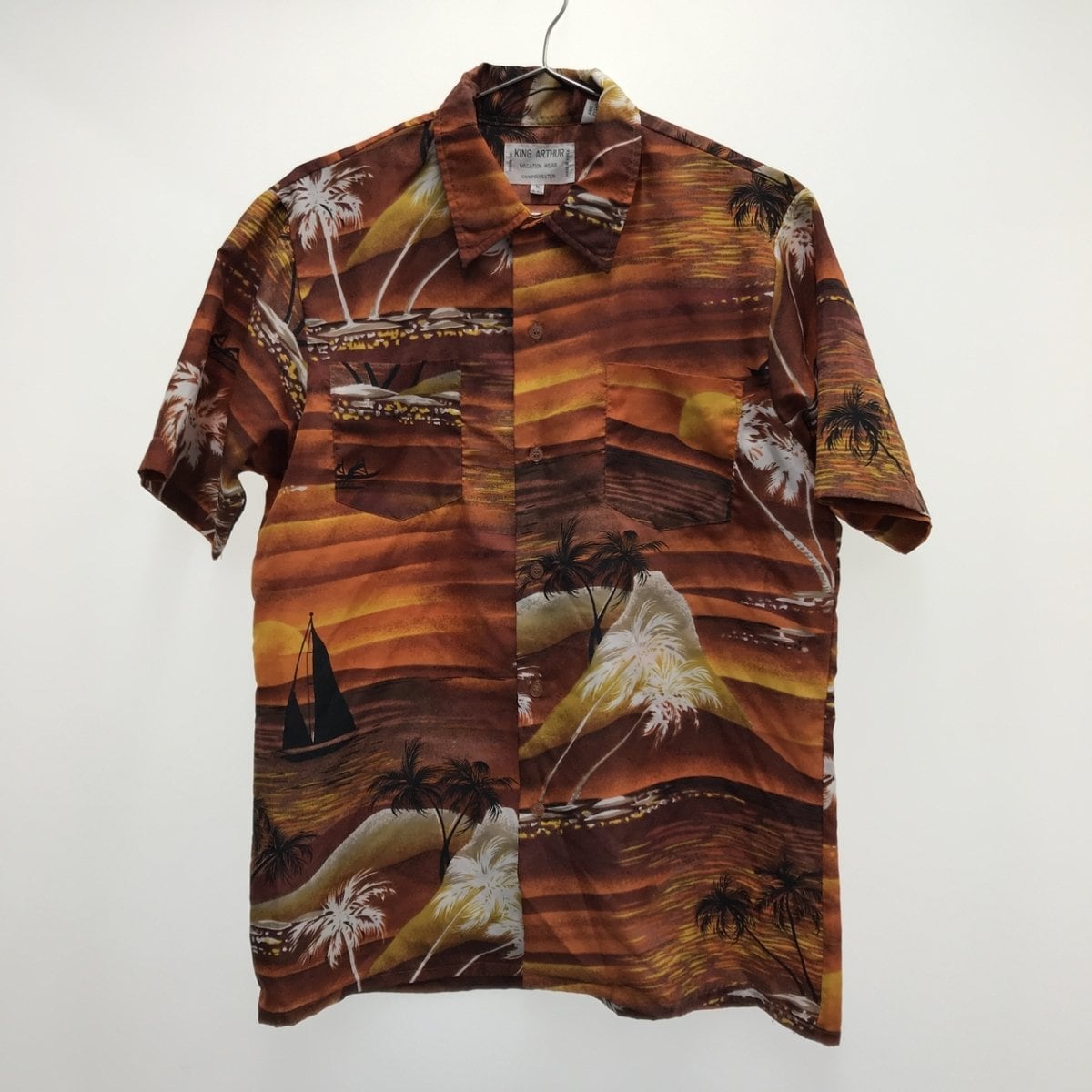 70〜80年代 KING ARTUR VACATION WEAR アロハ ハワイアンシャツ 水色