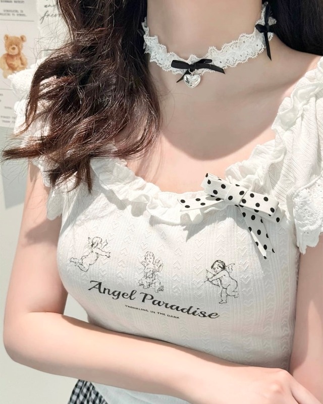 ハートチャームリボンレースチョーカー 25W08413