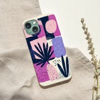 受注生産 iPhoneケース 紫紙片と黒い花のZINEコラージュ｜花コラージュ ZINE052C