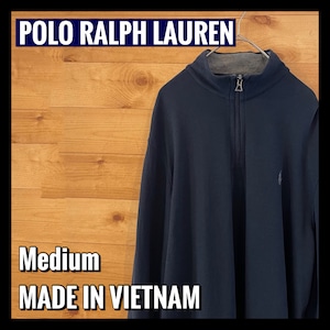 【POLO RALPH LAUREN】ハーフジップ トップス ワンポイント 刺繍ロゴ メンズM ラルフローレン アメリカ古着