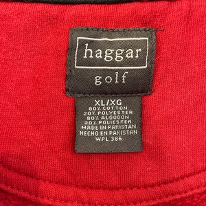 【haggpr】ハーフジップ スウェット ツートン 刺繍ロゴ XL アメリカ古着