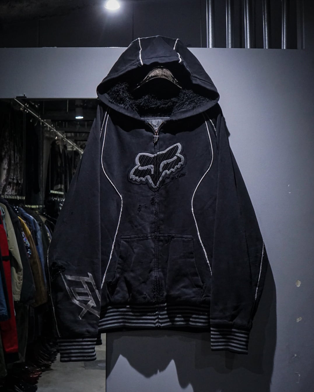 add (C) vintage】“FOX RACING” Good Aging Loose Zip Up Hoodie