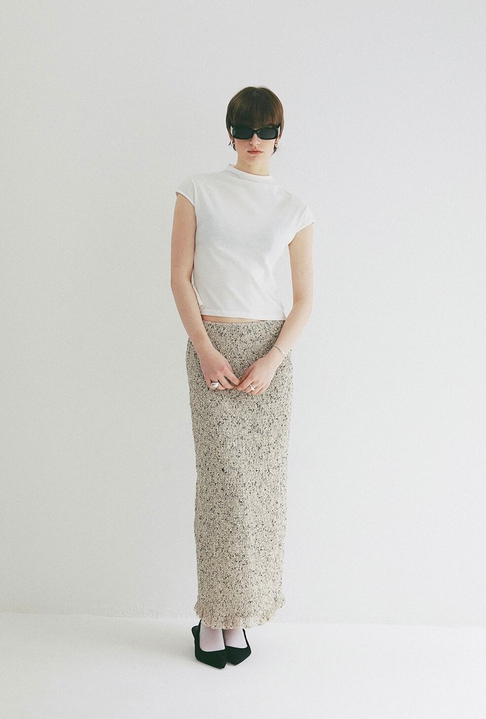 スカート clane MIX MESH GATHER SKIRT CLANE MIX MESH GATHER SKIRT -IVORY- | Chapel