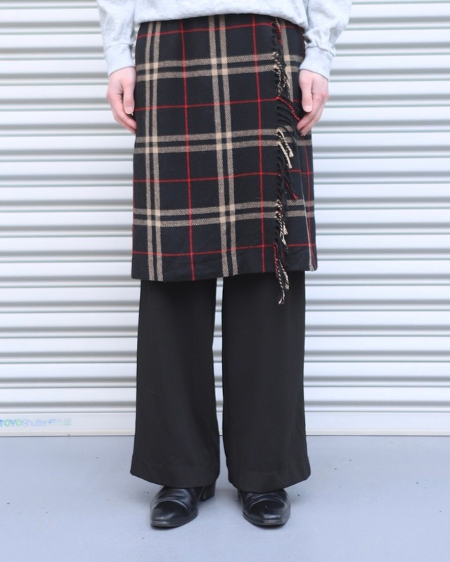 black check fringe skirt