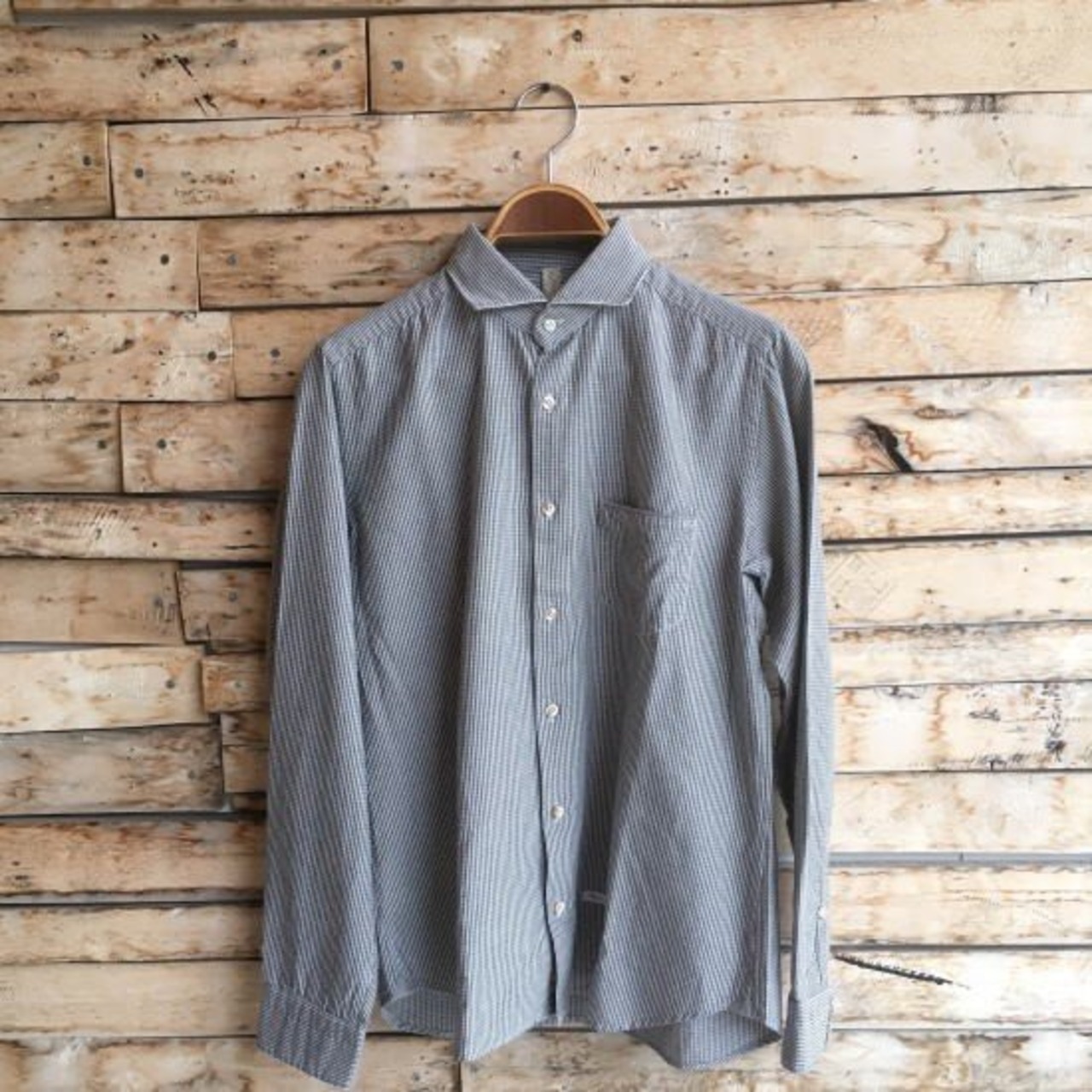 DNL Italy ホリゾンタルカラースリムシャツ　グレー 【SALE】