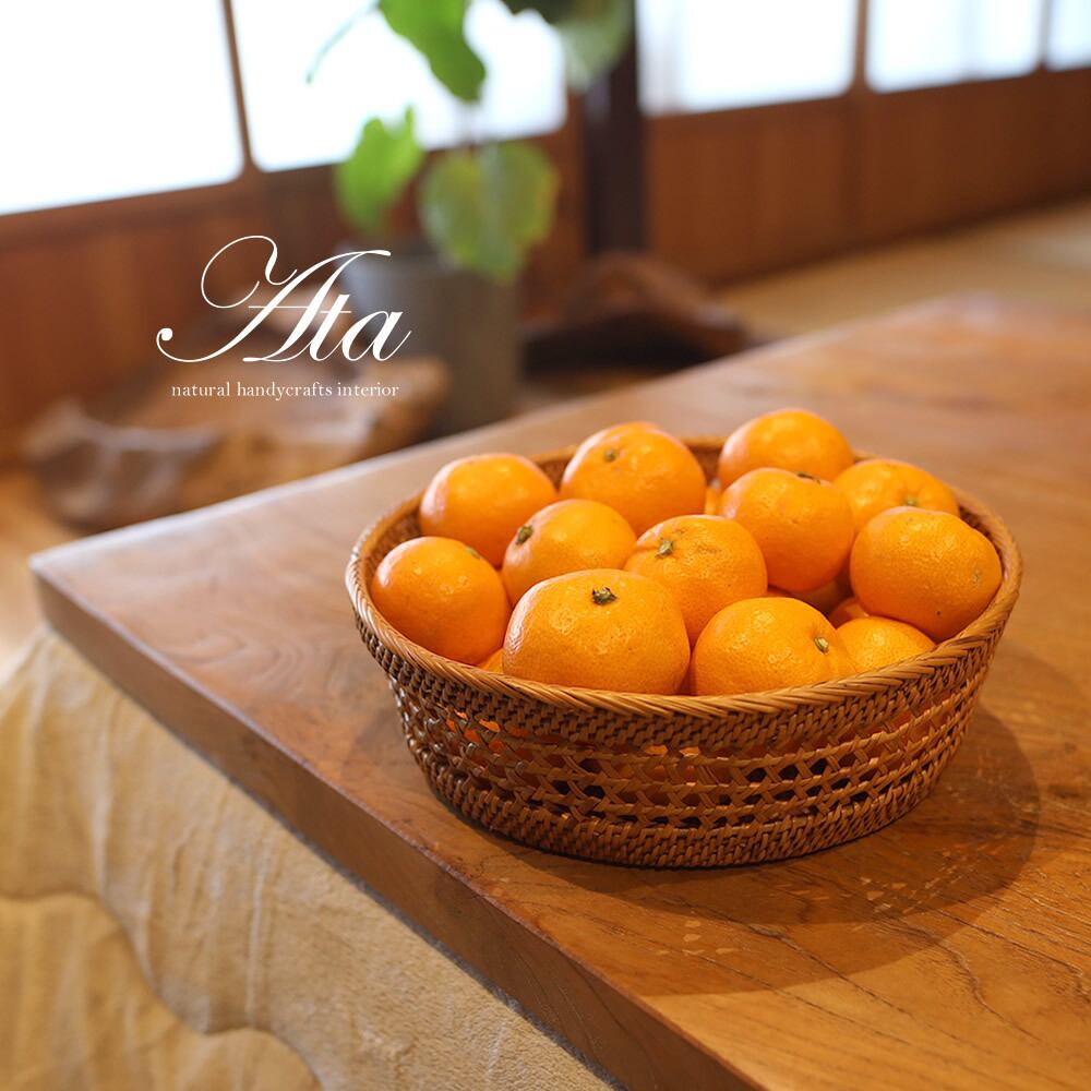 アタ製 透かし編みが可愛い♪ちょっと深めのかご (みかんかご,ボウル