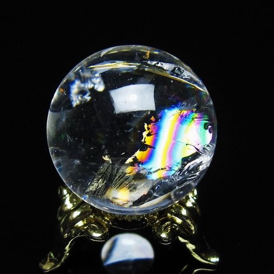 アイリスクォーツ 水晶 丸玉 虹入り 26mm スフィア 置物 水晶玉 一点物 141-7050