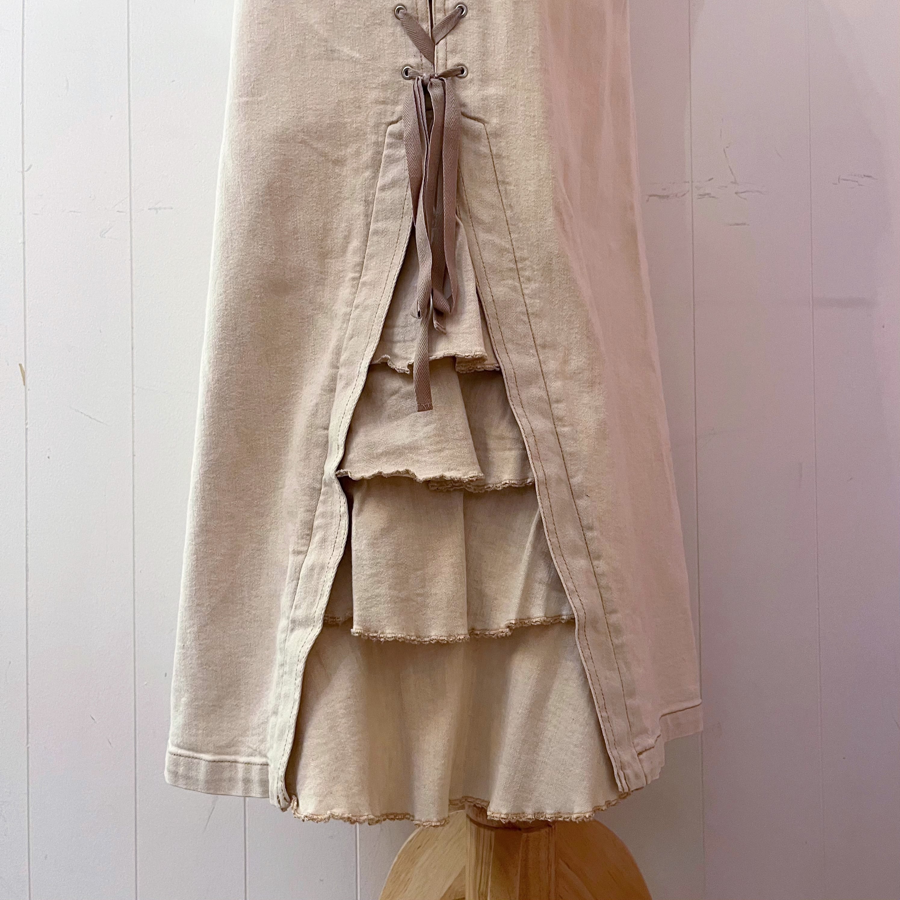 PINK HOUSE / lace up ribbon skirt