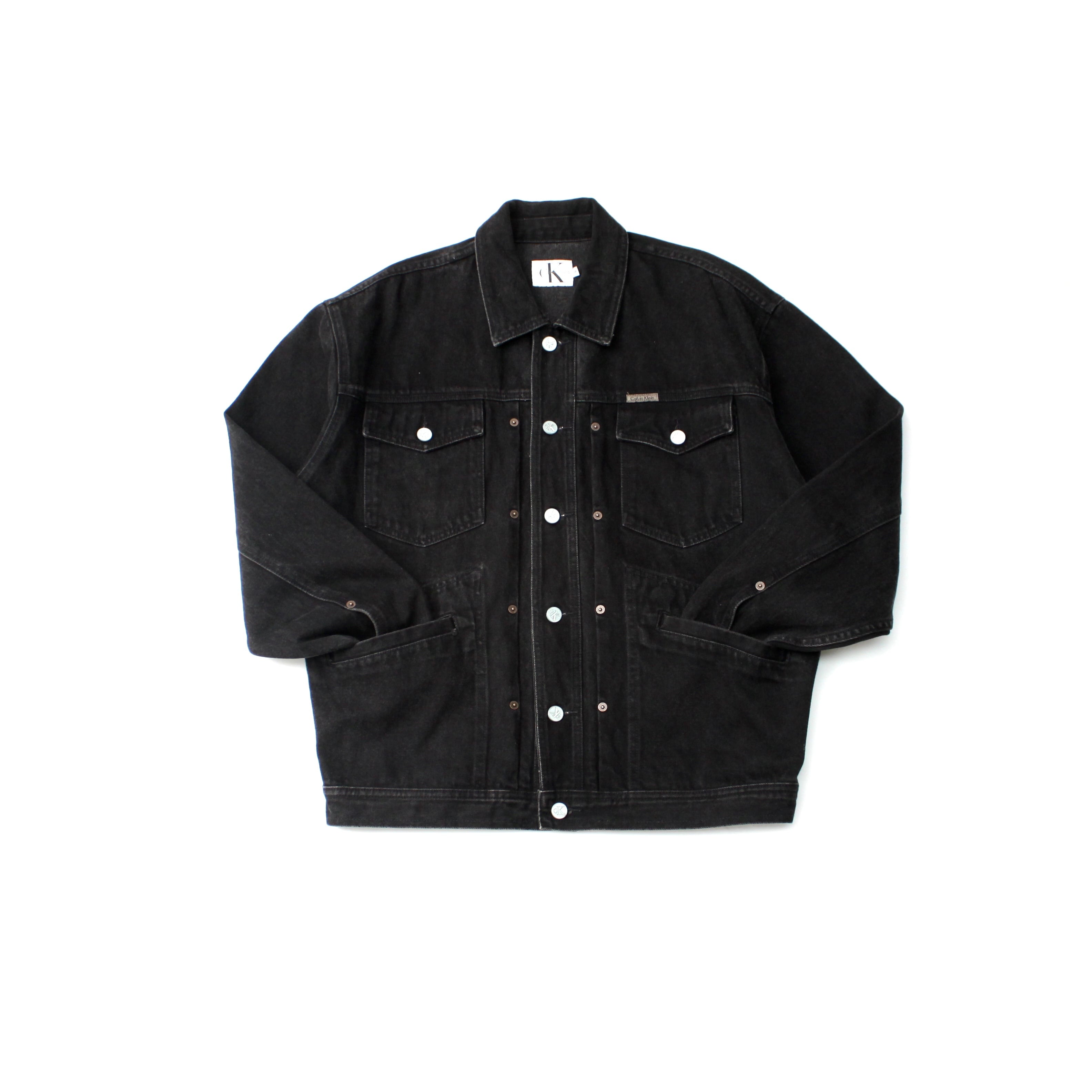 0227. 1990's Calvin klein black denim track jacket 90s 90年代 made
