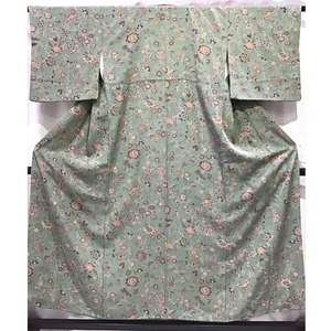 着物・小紋・更紗・緑系地・No.200701-1660・梱包サイズ80