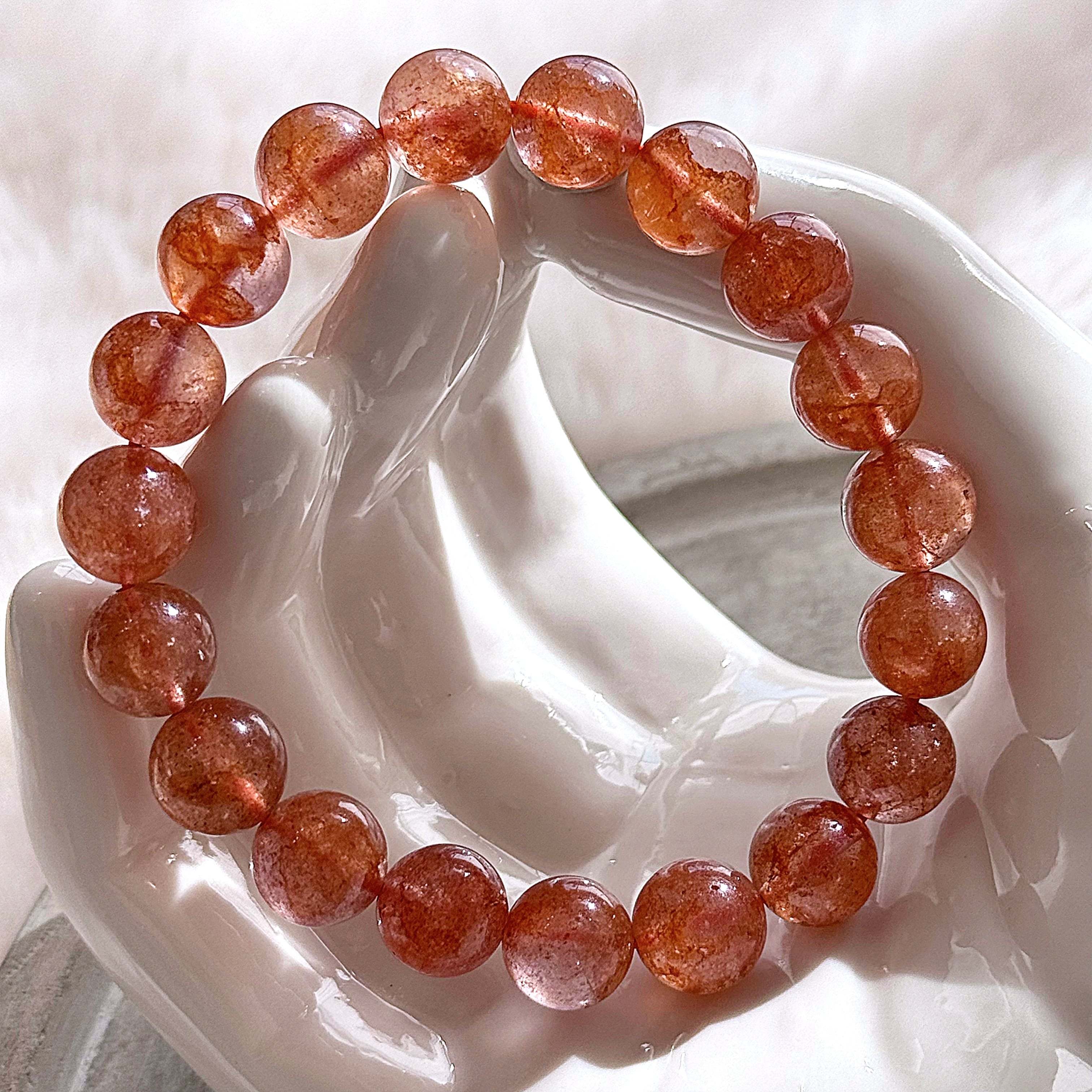 オレンジエピドート オレンジストロベリー 天然石ブレスレット◇開運