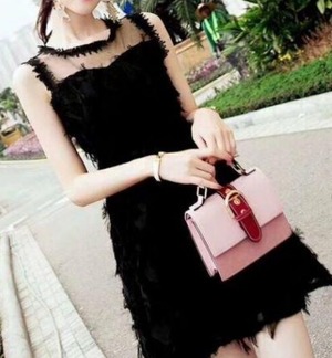 ★送料無料★9号(M)★チュールとフェザー仕様ワンピース[OPN4202]