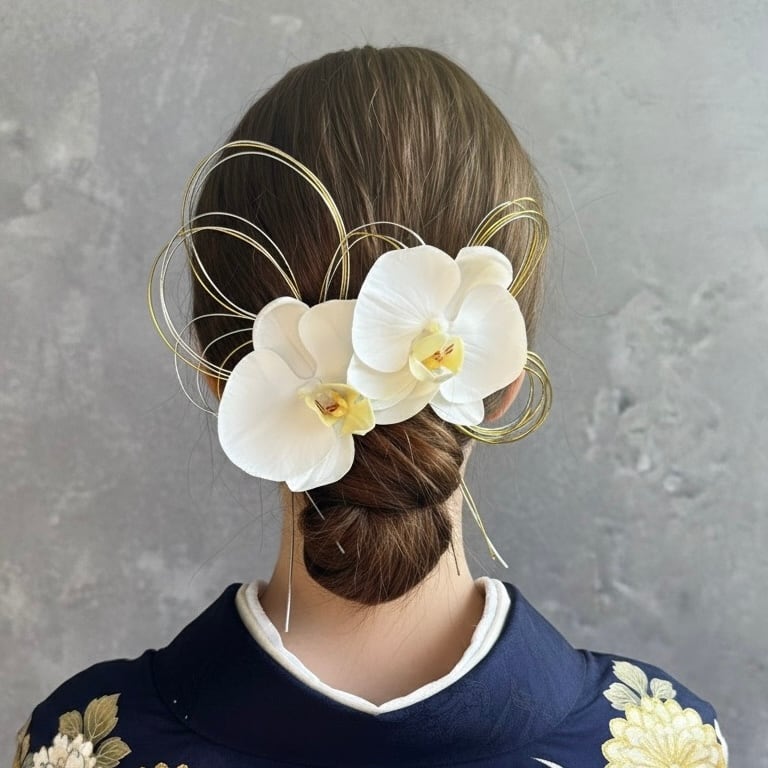 水引入り胡蝶蘭髪飾り 和装 成人式 卒業式 ウェディング | plum