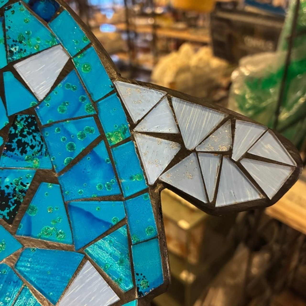 Indonesia Mosaic Glass Honu (Sea Turtle) Blue / インドネシア モザイク ガラス ホヌ ブルー カメ ウミガメ 壁掛け 飾り 装飾 ウォールデコレーション 壁飾り インテリア 雑貨 海岸風 コースタル ギフト プレゼント 店舗ディスプレイ