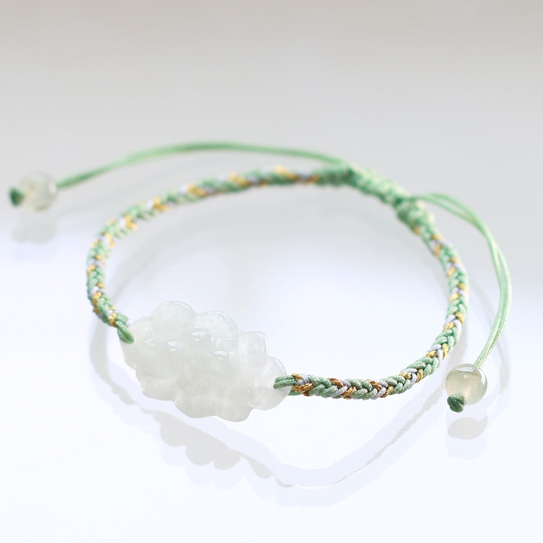 蓮花彫り翡翠ブレスレット flower bracelet A貨翡翠 jd_br1094  