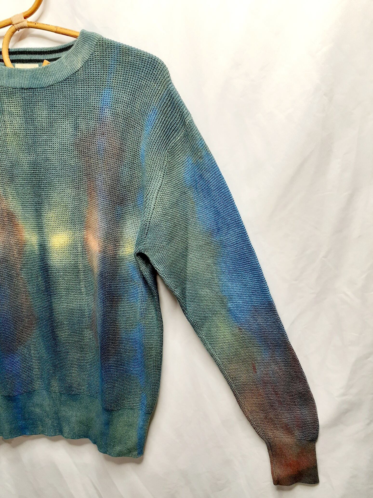 手染めのコットンセーター(藍染&ベンガラ染め)