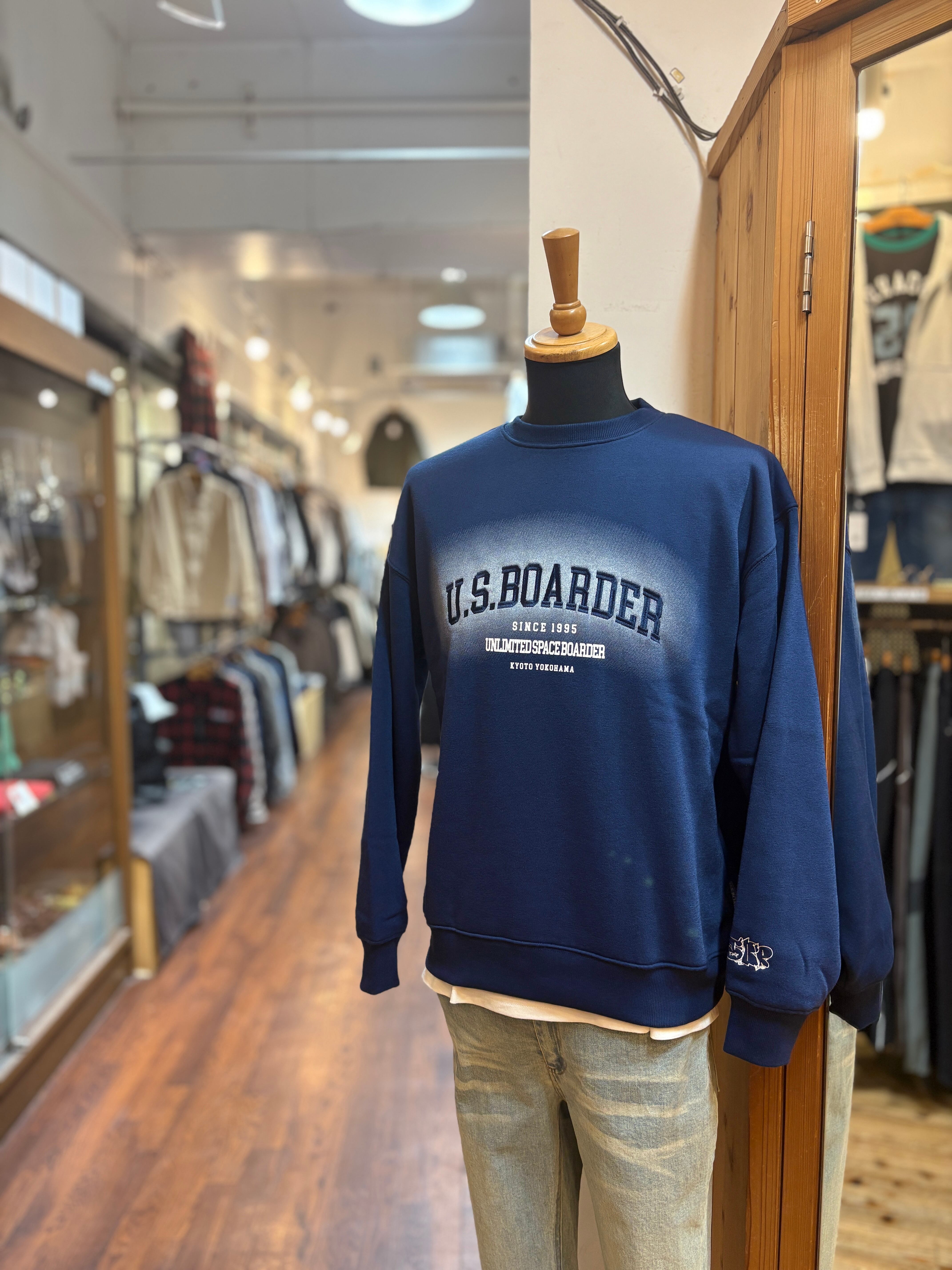 U.S.BOARDER 裏起毛25 SWT ネイビー NVY Navy blue 紺色 刺繍 カレッジ