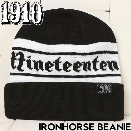 1910 ナインティーンテン IRONHORSE BEANIE ニットキャップ ビーニー 帽子 Black/White 日本代理店正規品