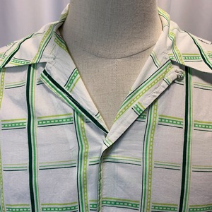 7534  AGGRESSIVE 半袖シャツ チェック柄 ミリタリー グリーン L