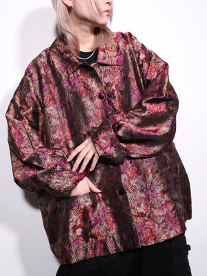 gloss fabric flower pattern wide silhouette shirt jacket