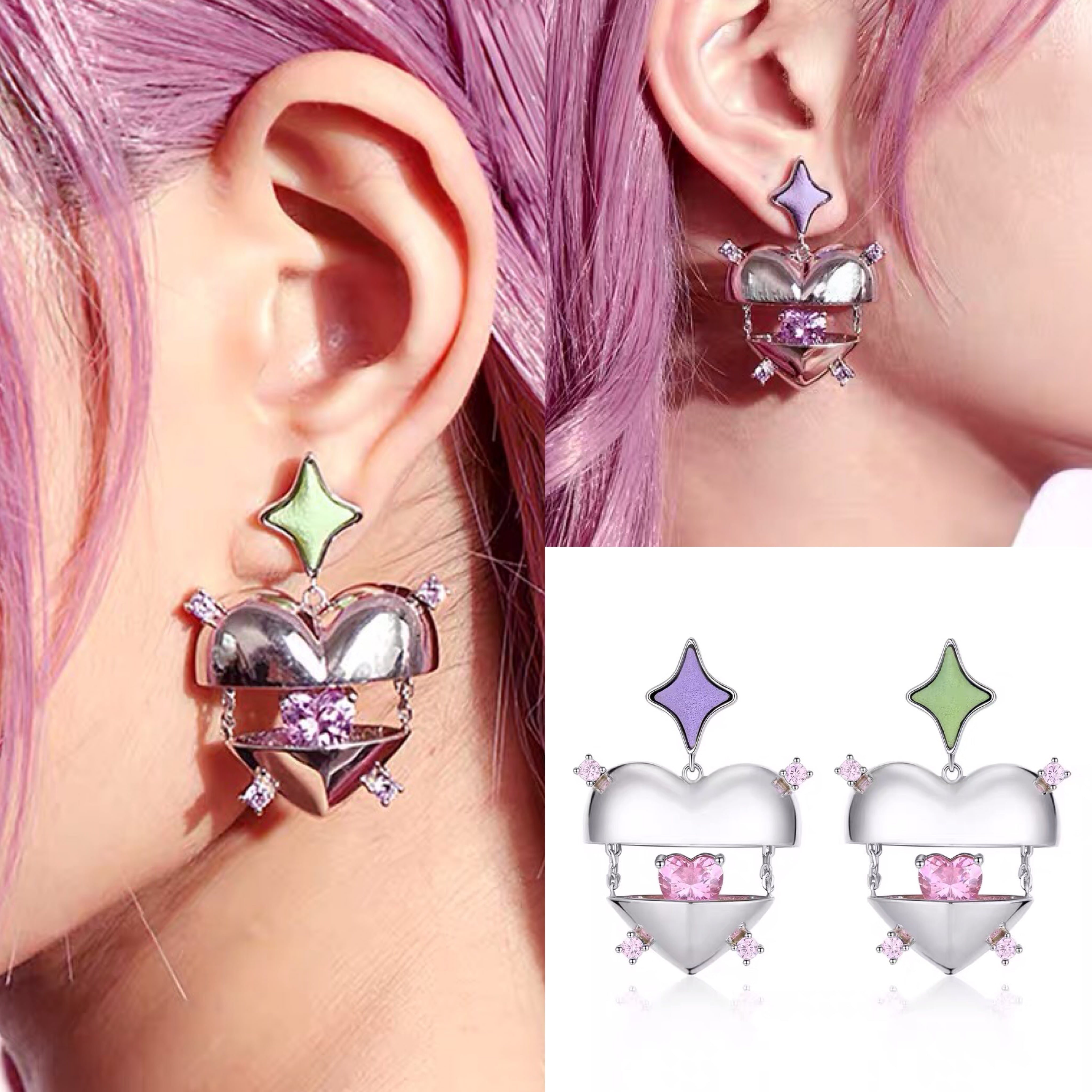 シャネル】ピアス ピンク エンジェルハート ラインストーンシャネル シャネル】ピアス ピンク エンジェルハート ラインストーンシャネル
