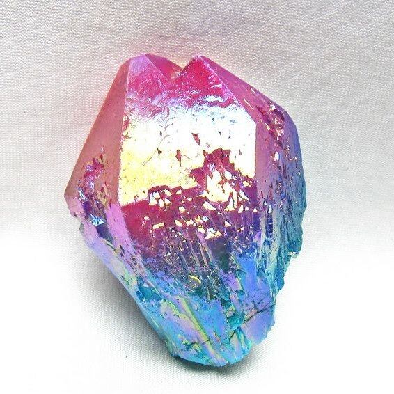 オーラクリスタル 原石 マルチカラー エレスチャル オーラ水晶 一点物 181-4699